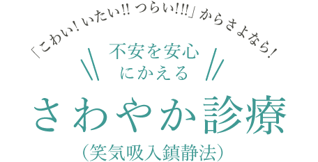 「こわい! いたい!! つらい!!!」からさよなら！不安を安心にかえるさわやか診療 （笑気吸入鎮静法）